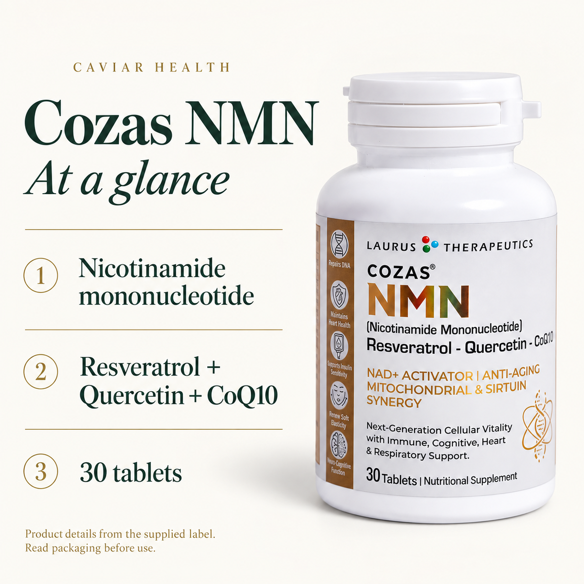 Cozas NMN: ingredients and pack format at a glance
