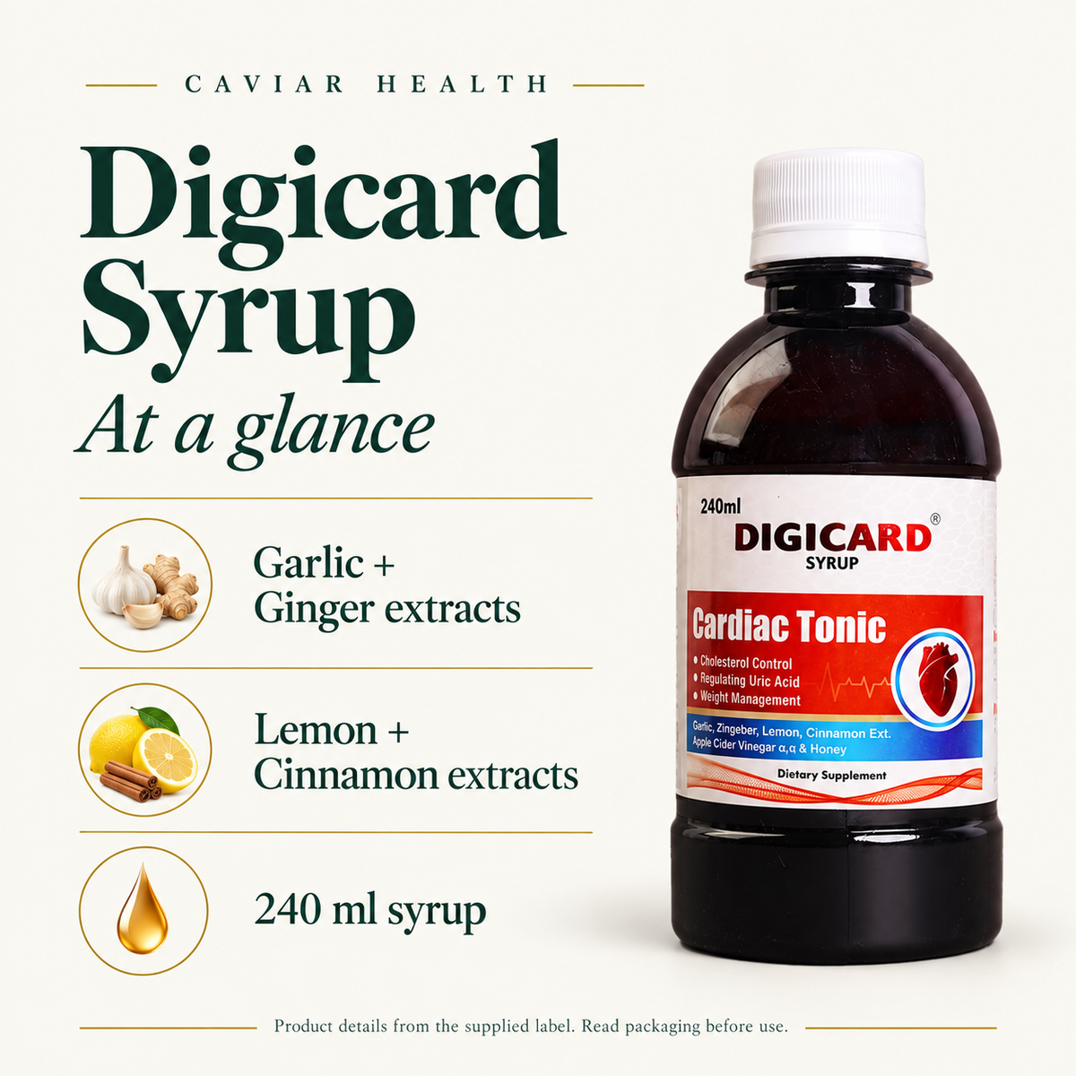 Digicard Syrup: ingredients and pack format at a glance