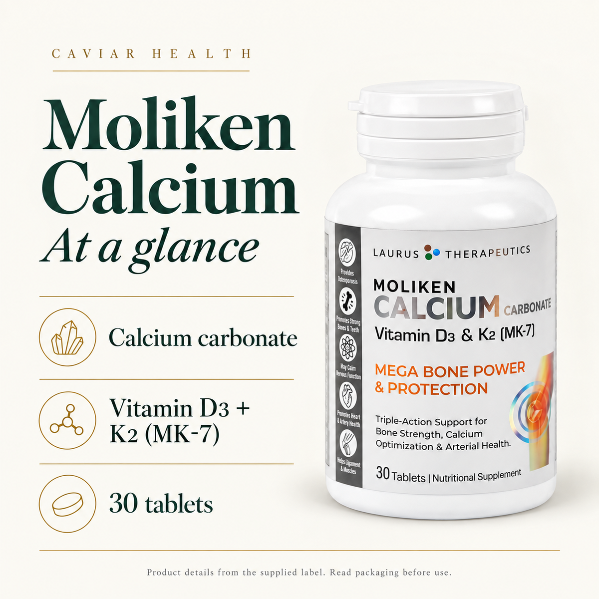 Moliken Calcium: ingredients and pack format at a glance